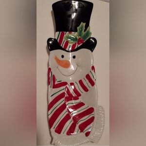 Fitz and Floyd handcrafted snowman Christmas/holiday serving dish